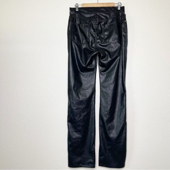 Revice Pants Size 32 Black Vegan Leather Uptown Happy Hour Straight Slit Leg - Picture 15 of 15